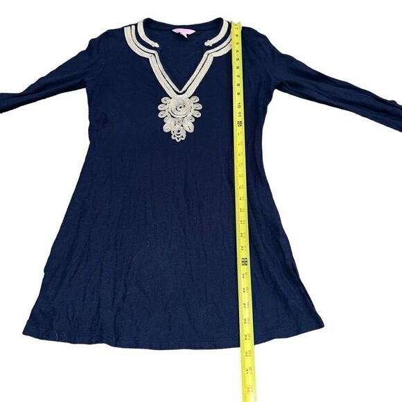 LILLY PULITZER True Navy Blue / Metallic Gold Emerson Tunic Size S - Picture 9 of 10